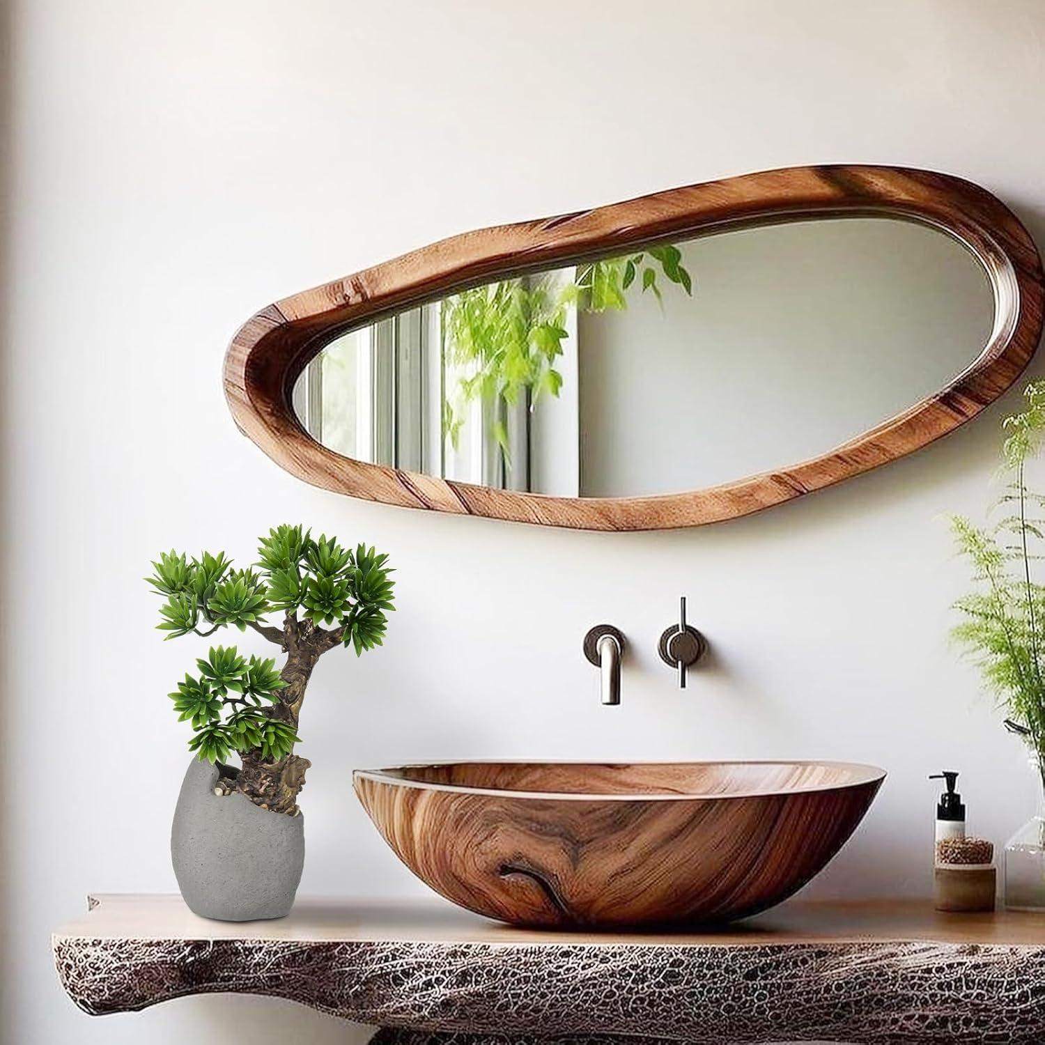 Künstlicher Kunstbonsai Zementtopf Deko 35cm Echtwirkung