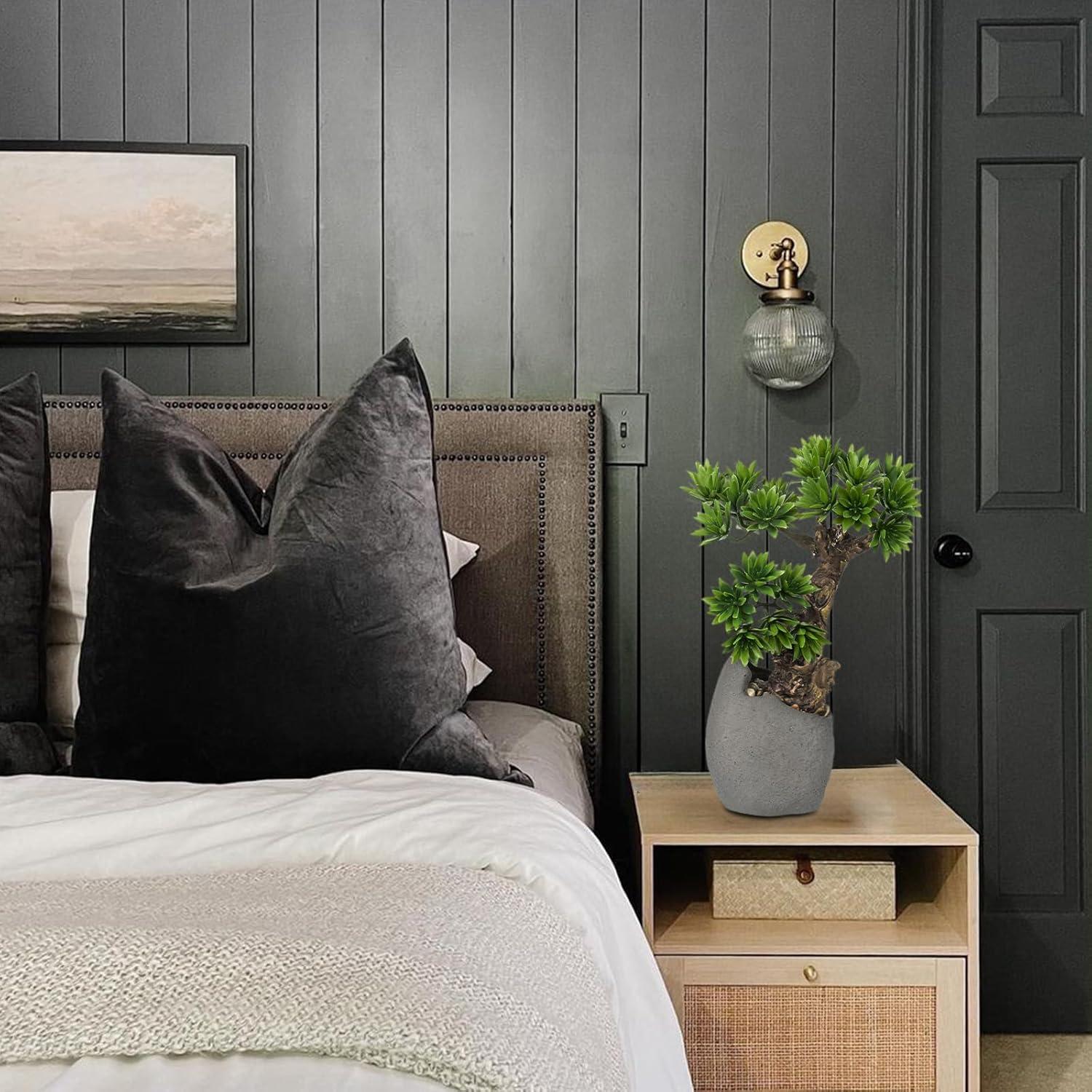 Kunstbonsai Naturgetreue Kunstpflanze Bonsaibaum Zementtopf Bad Büro