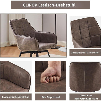 Drehbare Esszimmerstühle 2er Set Braun in Lederoptik
