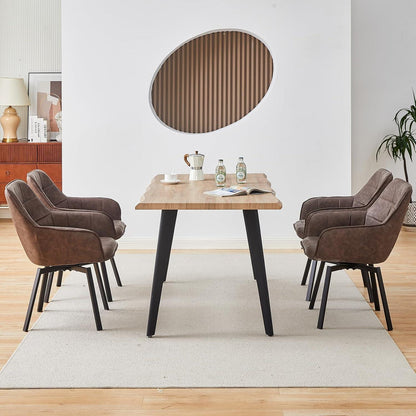 Drehbare Esszimmerstühle 2er Set Braun in Lederoptik