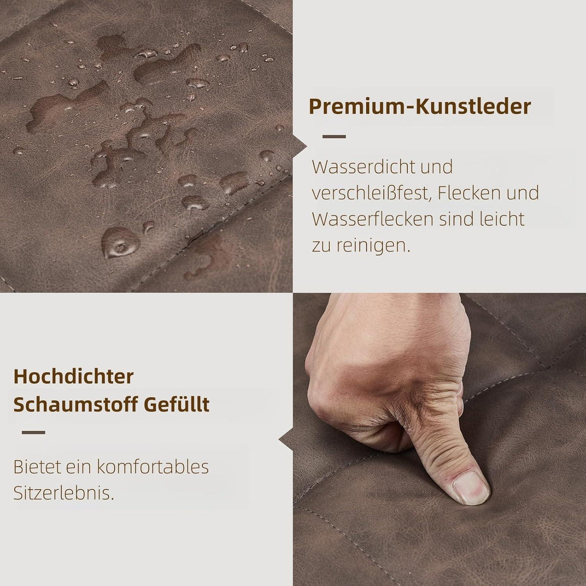 Drehbare Esszimmerstühle 2er Set Braun in Lederoptik