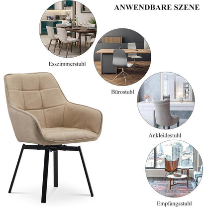 Drehbarer Esszimmerstuhl Set 2er Beige in Lederoptik