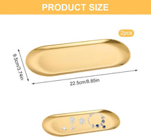 2er Set Goldene Dekotabletts Edelstahl Spiegeltablett für
