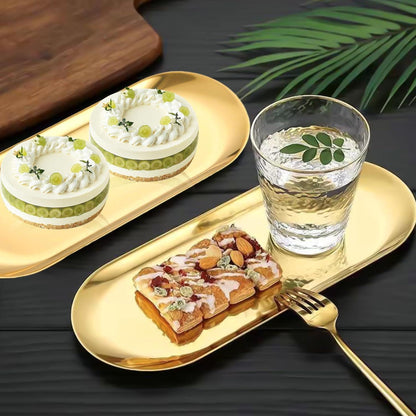 2er Set Goldene Dekotabletts Edelstahl Spiegeltablett Kosmetik