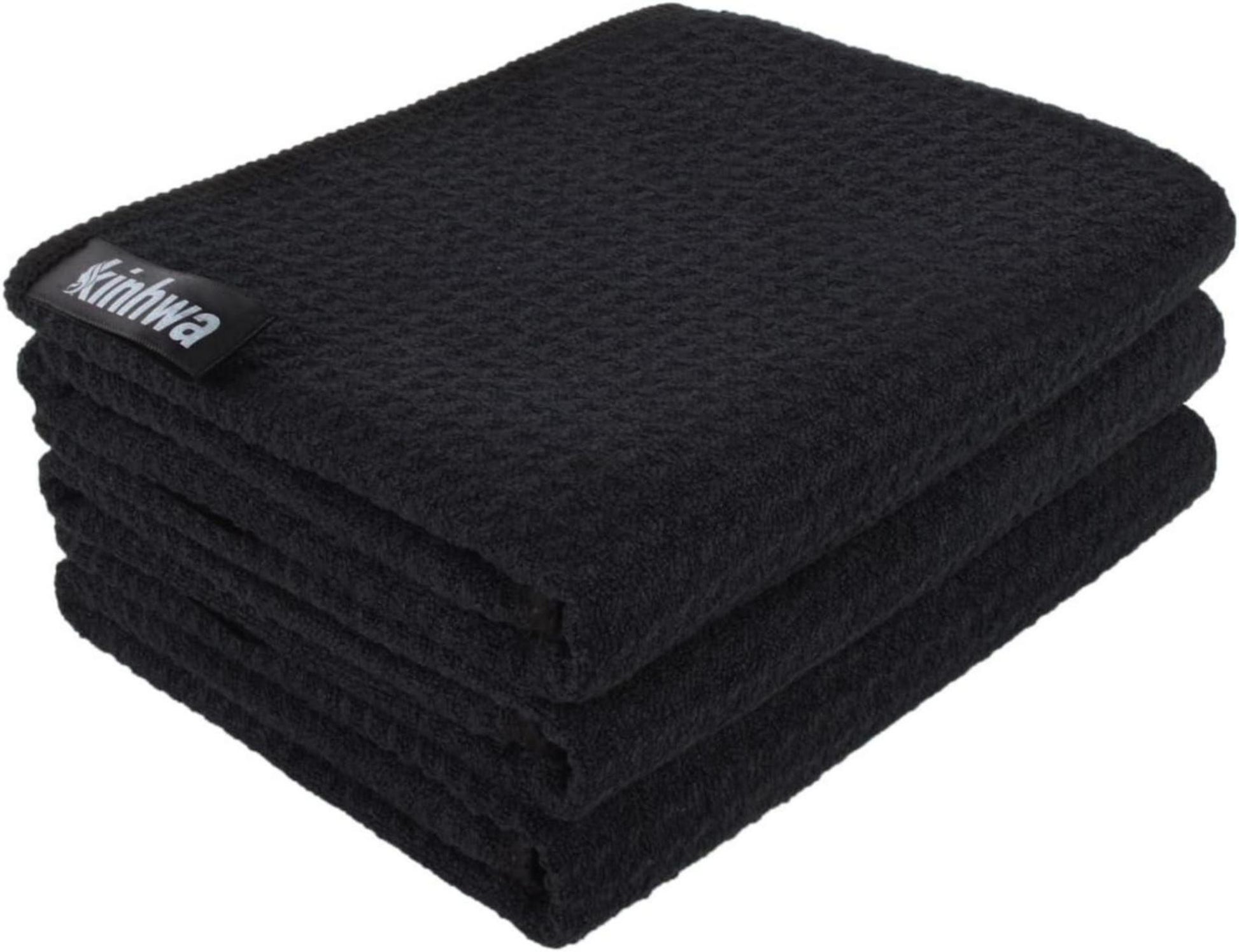 Schwarze Waffeltuch Mikrofasertücher 40x70cm 3er Set