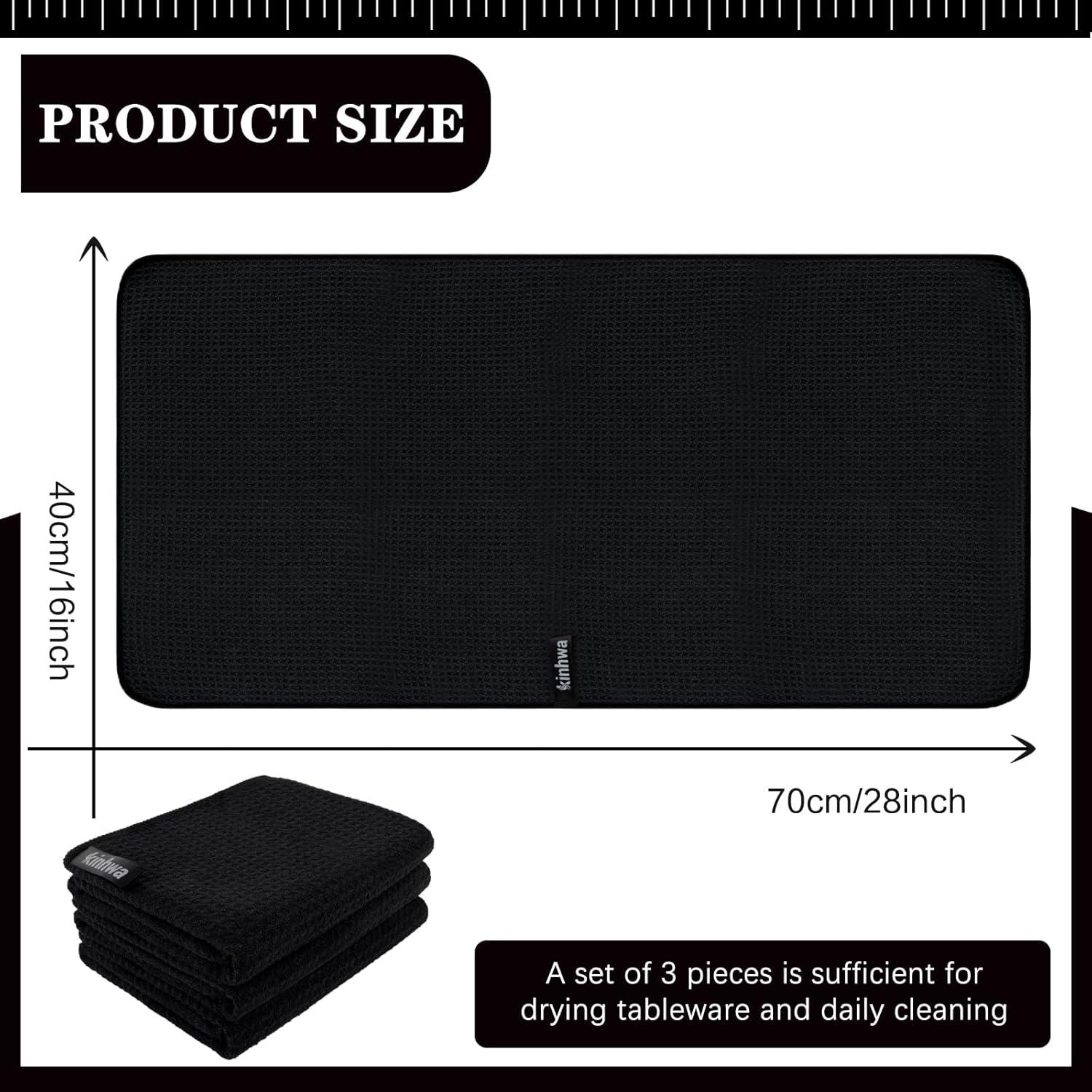 Schwarze Mikrofaser Waffeltücher 40x70cm 3er Set