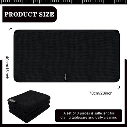 Schwarze Mikrofaser Waffeltücher 40x70cm 3er Set