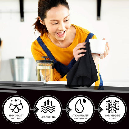 Spültuch Schwarz Mikrofasertuch Waffeltuch 40cmx70cm 3 Stück