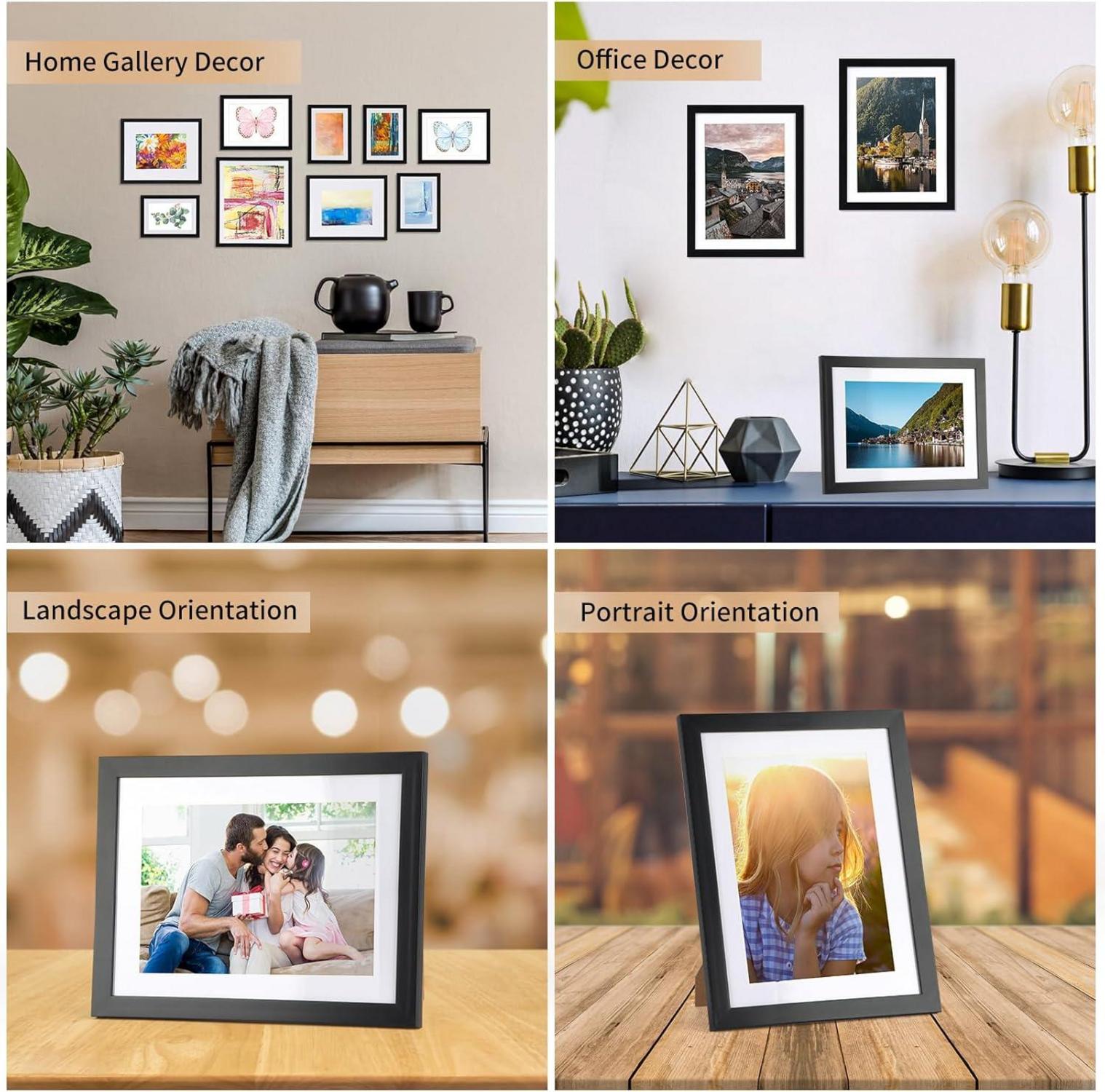 10er Bilderrahmen Set 13x18cm mit Passepartout, Schwarz - Collage Fotorahmen