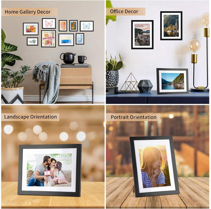 10er Bilderrahmen Set 13x18cm mit Passepartout, Schwarz - Collage Fotorahmen