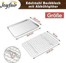 Joyfair Backblech mit Abkühlgitter Edelstahl Set 26,5 x 20,5