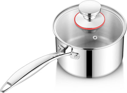 Stielkasserolle 14cm Edelstahl Premium Milchtopf Induktion 1,2 Liter