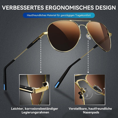 Piloten Sonnenbrille Herren Damen Polarisiert Metall Retro UV400
