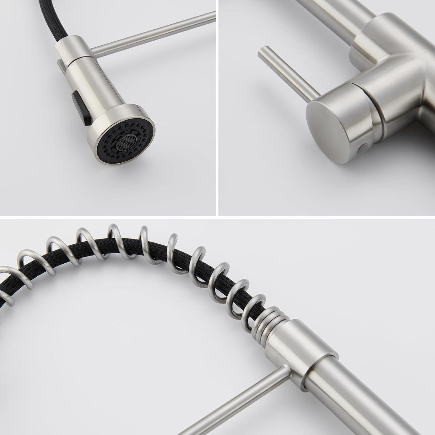 Auralum Küchenarmatur mit Brause, Edelstahl, 2 Strahlarten, Ausziehbar
