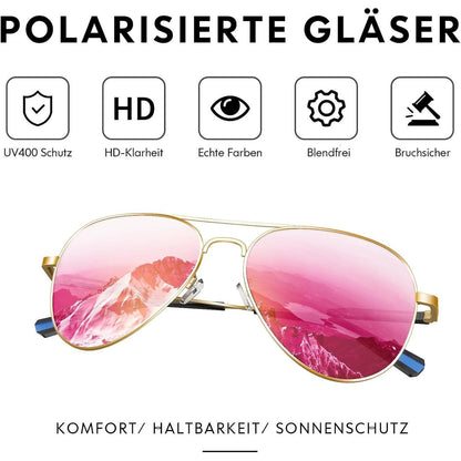 Piloten Sonnenbrille Herren Damen Polarisiert Metall Retro UV400
