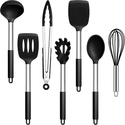Küchenhelfer Set 7-teilig Schwarz Silikon Hitzebeständig