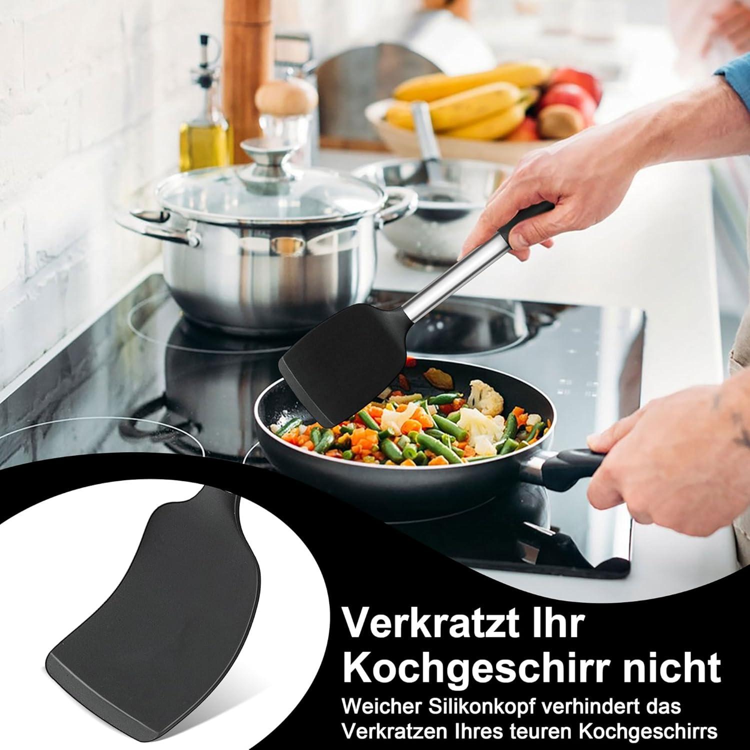 Küchenhelfer Set 7-teilig Schwarz Silikon Hitzebeständig