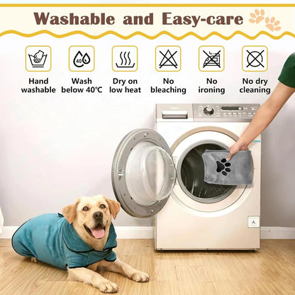 Hundehandtuch 2er Set Saugfähig Mikrofaser Grau 75 x 35 cm Hunde Katzen