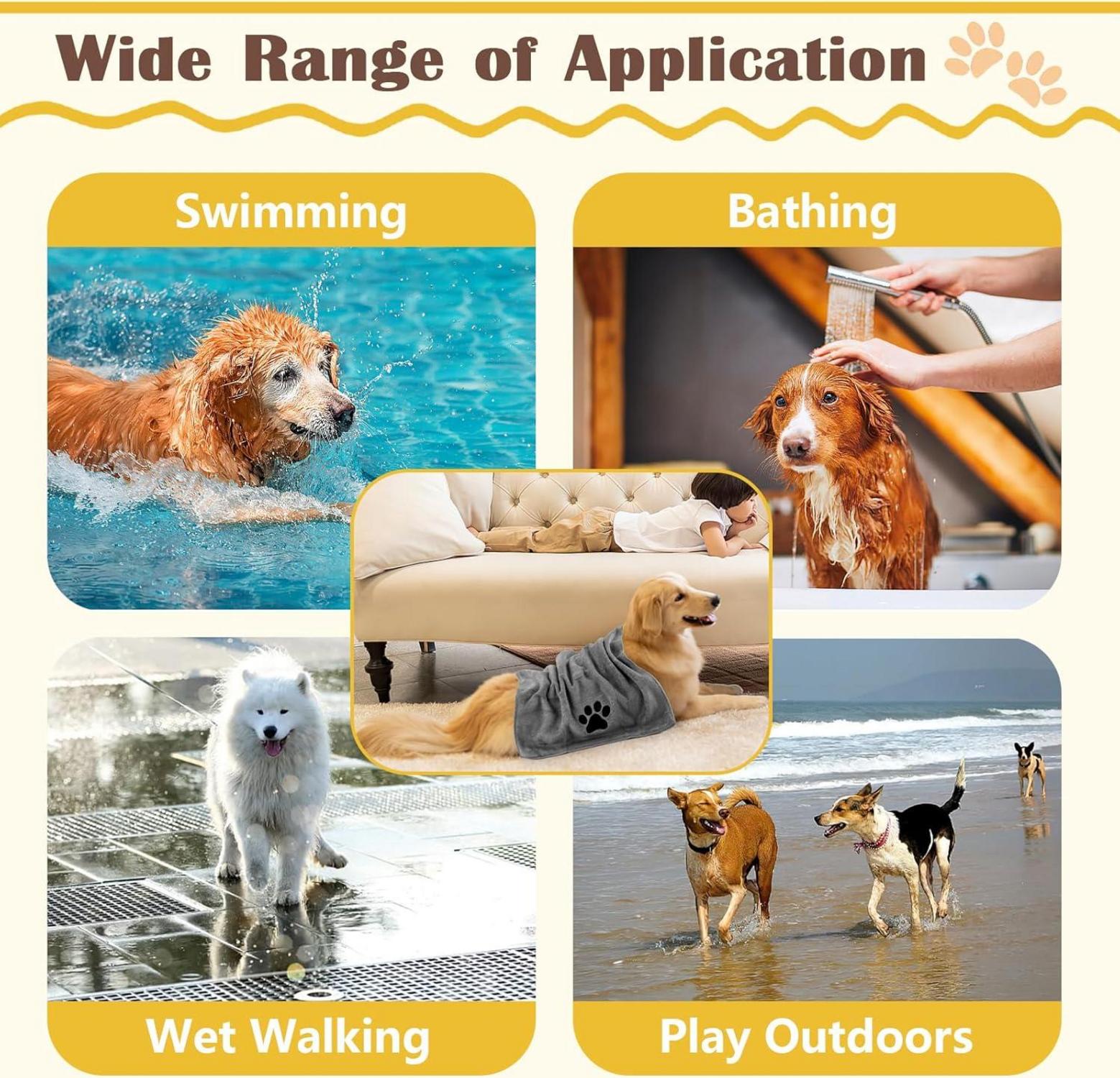 Hundehandtuch 2er Set Grau Extra Saugfähig 75x35cm Mikrofaser