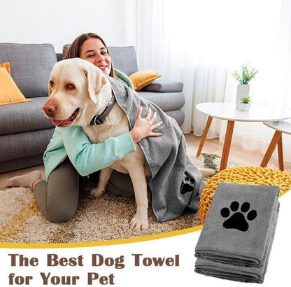 Hundehandtuch 2er Set Saugfähig Mikrofaser Grau 75 x 35 cm Hunde Katzen