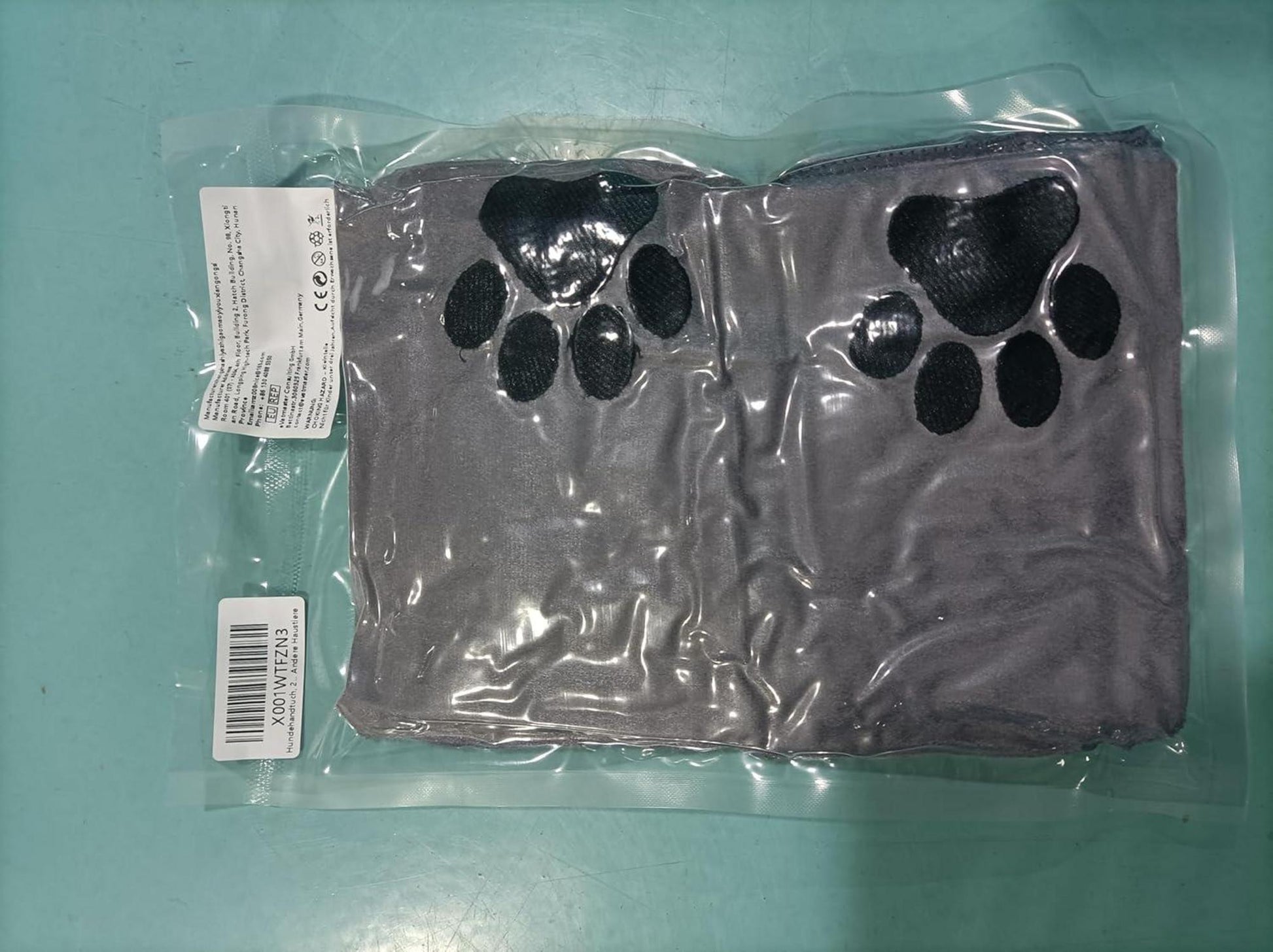 Hundehandtuch Mikrofaser Saugfähig 2er Set 75x35cm Grau