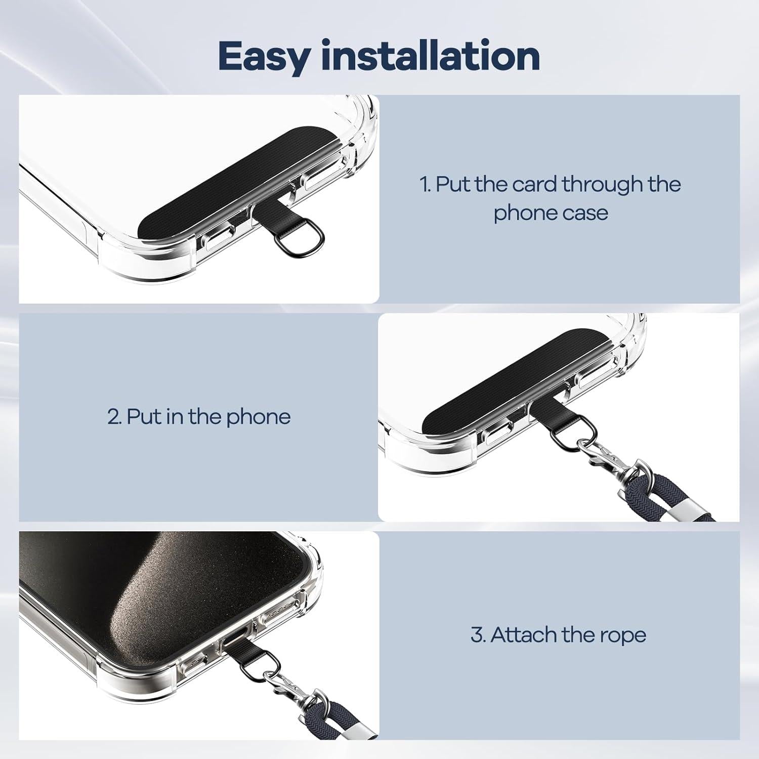 Handykette Universal Handy Lanyard mit 2 Stück Patch - Dunkelgrau