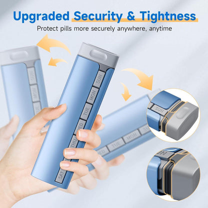 7-Tage Pillendose aus Aluminium, geräumig und robust, blau