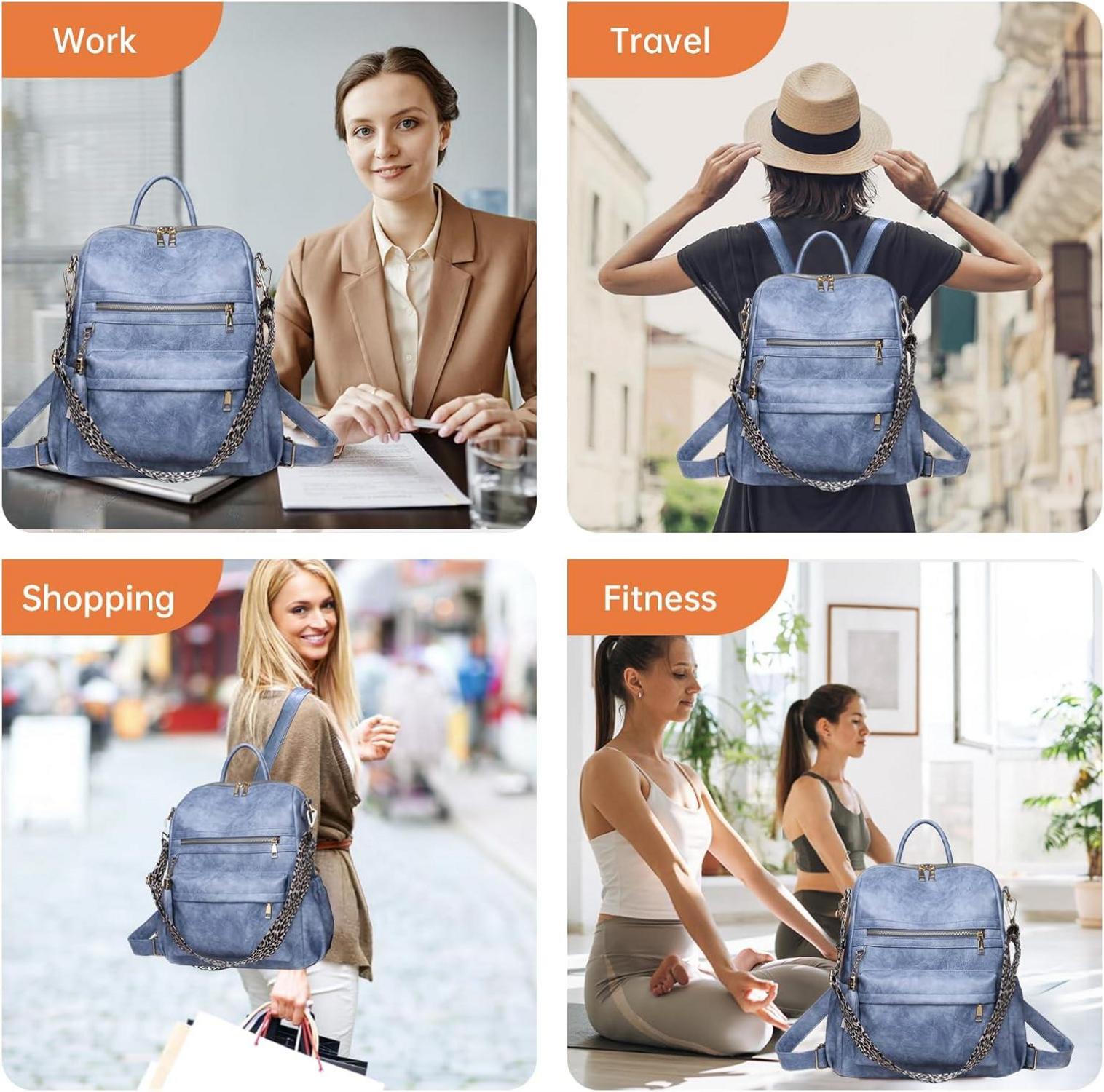 Modischer Damen-Rucksack wasserdicht leicht wandelbar Blau