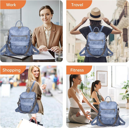 Modischer Damen-Rucksack wasserdicht leicht wandelbar Blau