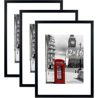 Bilderrahmen 30x40cm Schwarz Passepartout 3er Set