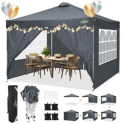 3x3m Faltpavillon wasserdicht & winterfest mit Seitenteilen