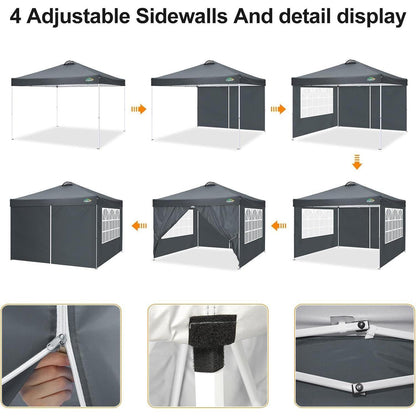 3x3m Faltpavillon wasserdicht & winterfest mit Seitenteilen