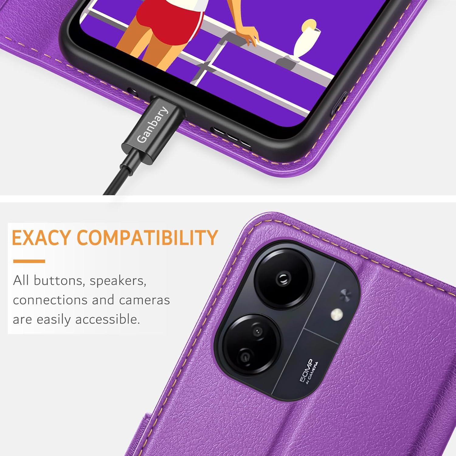 Handyhülle Xiaomi Redmi 13C Leder Klapphülle mit Kartenschlitzen