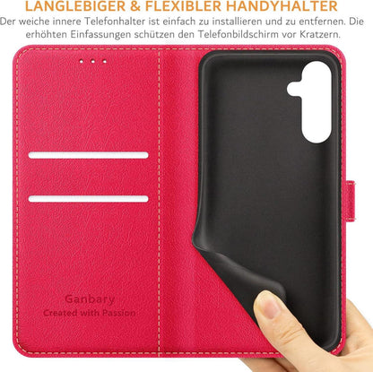 Handyhülle Samsung Galaxy A25 5G Leder Rot Standfunktion