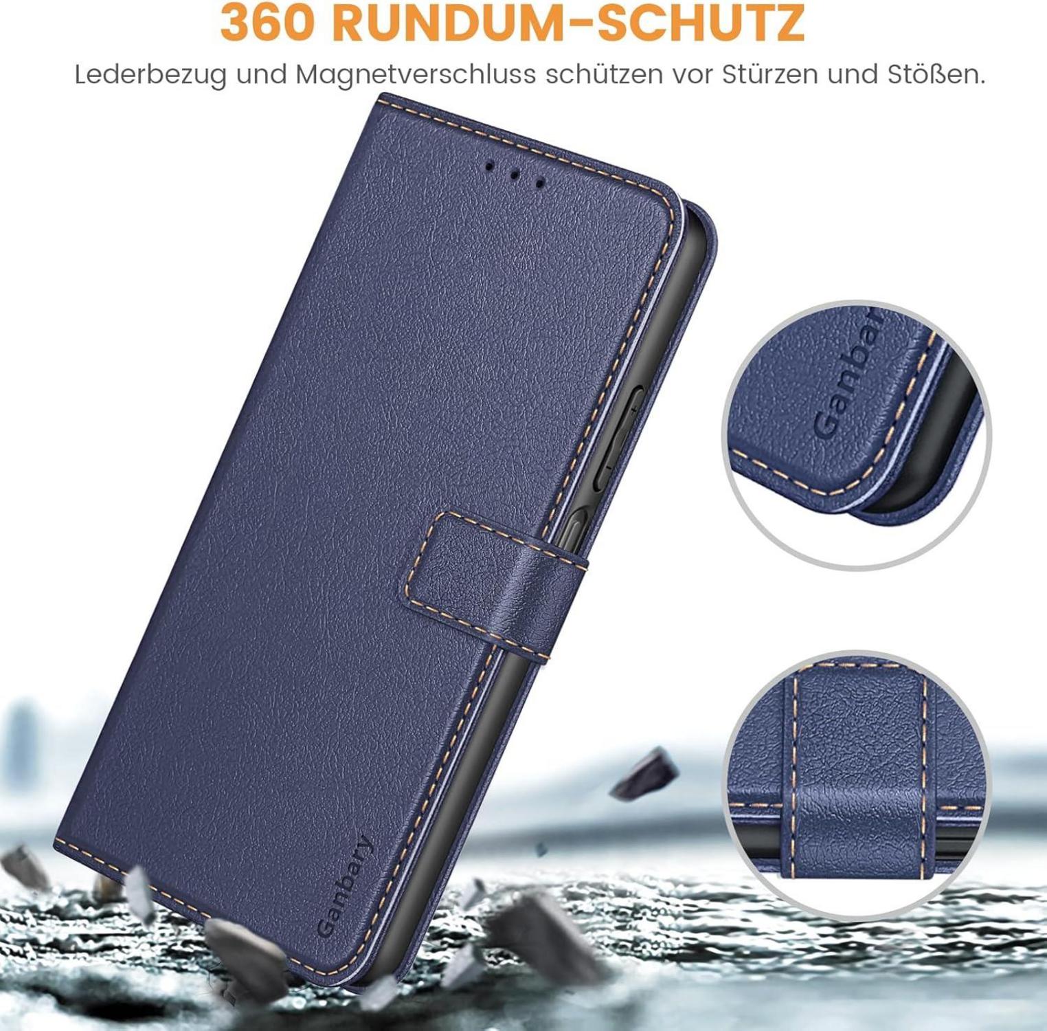 Premium Leder Handyhülle Samsung Galaxy A25 5G Blau