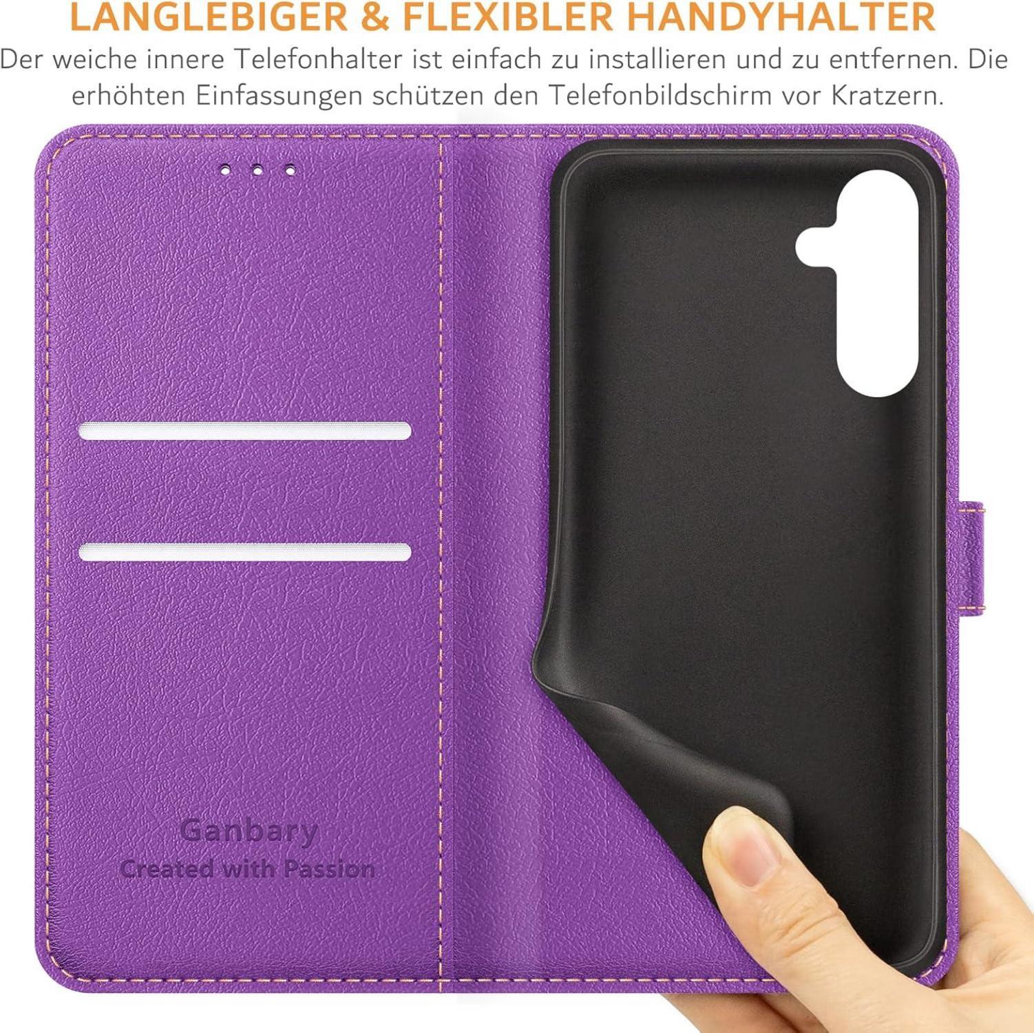 Handyhülle Samsung Galaxy A15 A15 5G Leder Klapphülle Violett