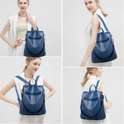 Damen-Rucksack wasserdicht leicht modisch PU-Leder Blau