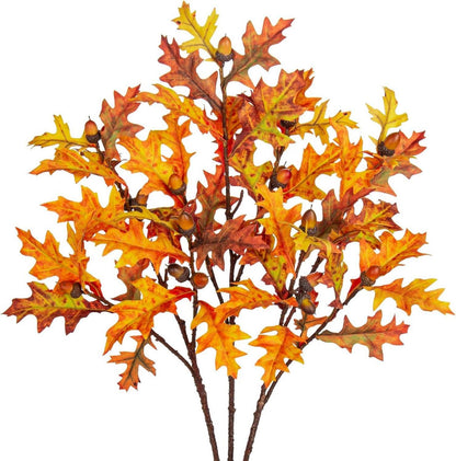 Künstliche Eichenblätter Stiele Herbstliche Deko Orange Gelb