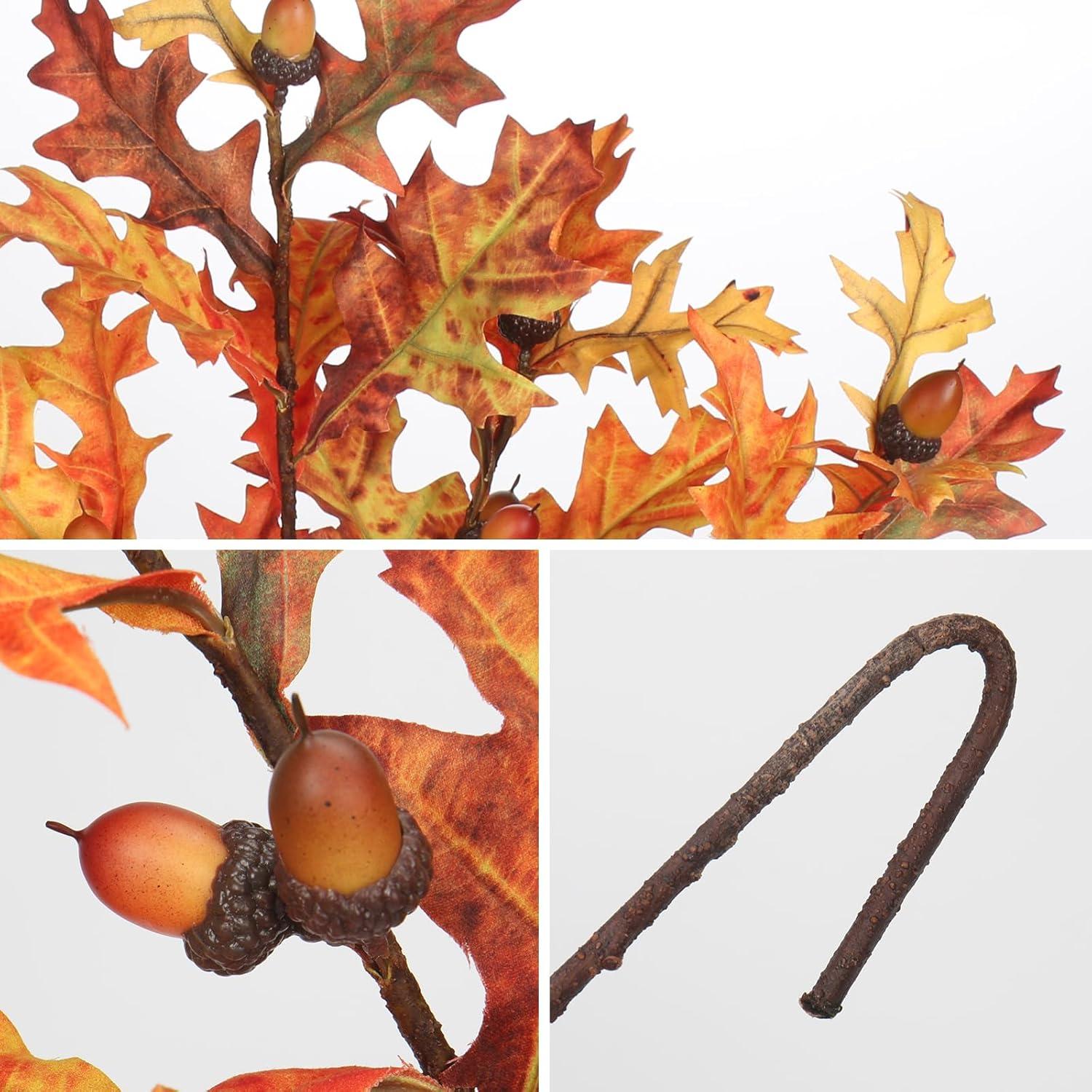 Künstliche Herbstblätter Zweige Eiche Acorn Deko Orange Gelb