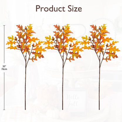 Künstliche Eichenblätter Stiele Herbstliche Deko Orange Gelb
