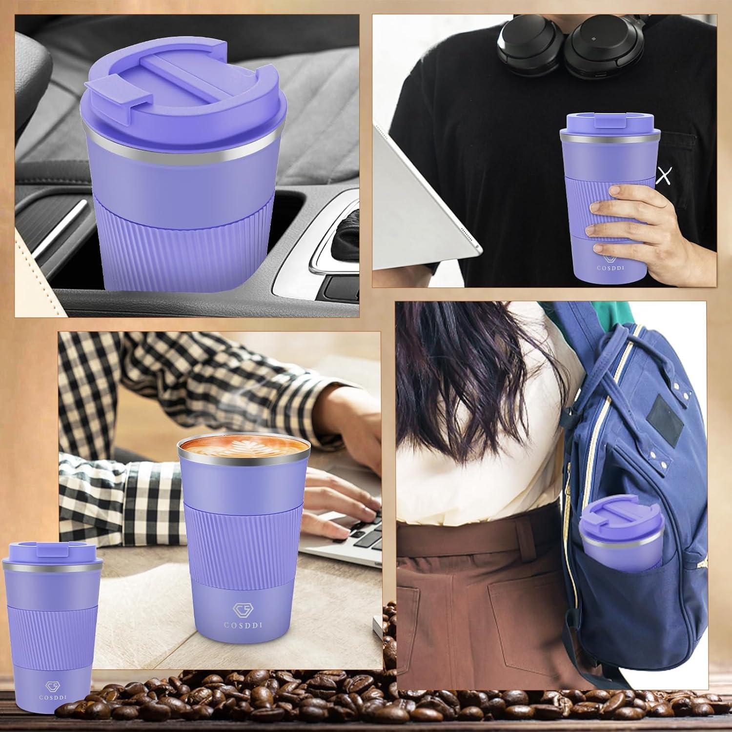 CS COSDDI Thermobecher Isolierbecher Edelstahl 13oz Travel Mug Purple