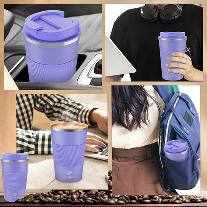 CS COSDDI Thermobecher Isolierbecher Edelstahl 13oz Travel Mug Purple