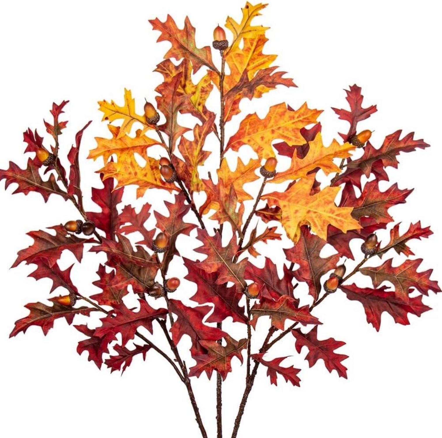 Künstliche Eichenblattstiele Herbstliche Kunstzweige Eiche Eichel