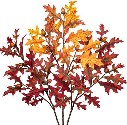 Künstliche Eichenblattstiele Herbstliche Kunstzweige Eiche Eichel