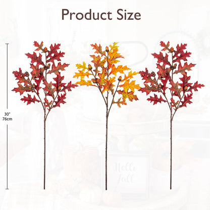 Künstliche Eichenblattstiele Herbstliche Kunstzweige Eiche Eichel