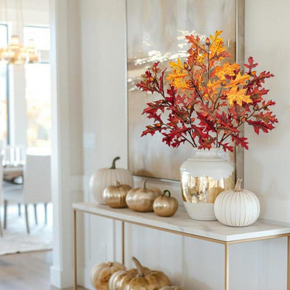 Künstliche Herbst Eichenblatt Stiele mit Eichel, 3er Set