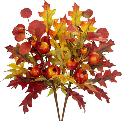 Künstlicher Herbstzweig Eichenblatt mit Eichel 2er Set