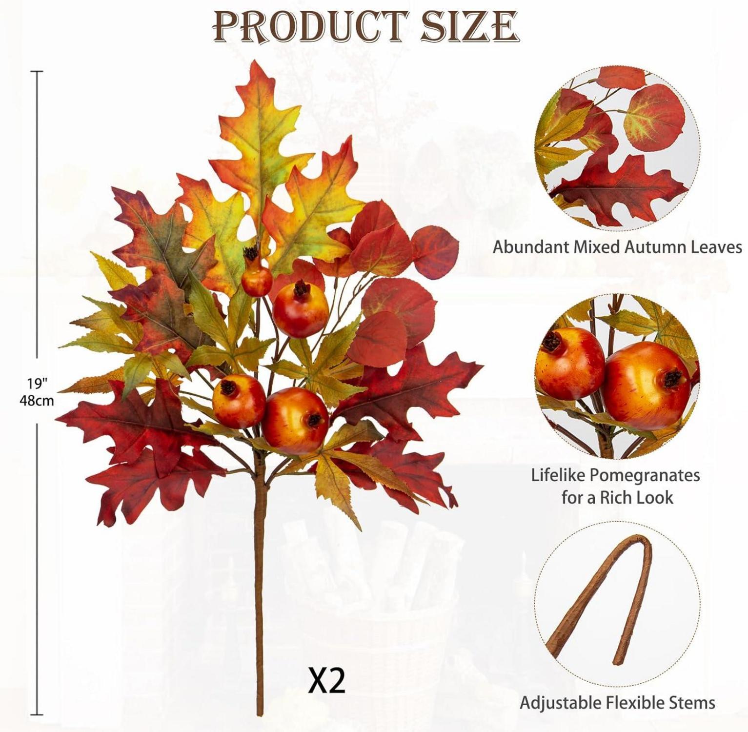 Künstliche Eichenblätter Herbst Deko 2er Set Eichenzweig mit