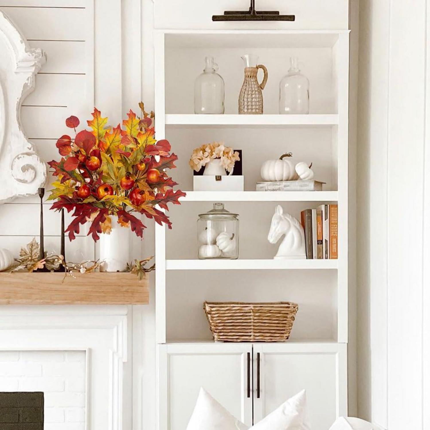 Künstlicher Herbstzweig Eichenblatt mit Eichel 2er Set