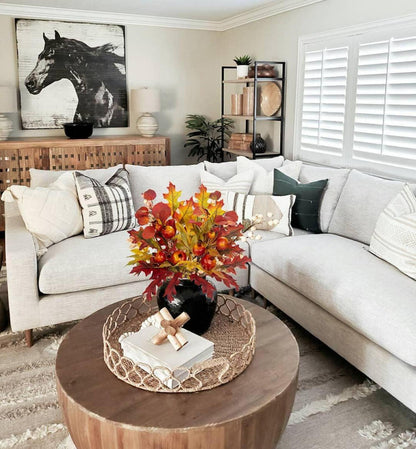 Künstliche Eichenblätter Herbstzweig mit Eicheln 2er Set